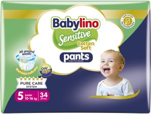 Babylino Sensitive Pants Cotton Soft Unisex No5 Junior (10-16kg) 34 Τεμάχια