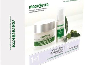 Macrovita Promo Super Nourishing Cream for Dry – Dehydrated Skin 50ml & Δώρο Eye Contour Cream 15ml,Ενυδατική – Θρεπτική Κρέμα Προσώπου για Ξηρό – Αφυδατωμένο Δέρμα & Αντιρυτιδική Κρέμα Ματιών με Λάδι Ελιάς