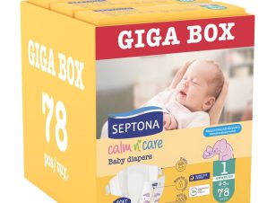 Septona Calm n’ Care Baby Diapers Giga Box Newborn No1 (2-5kg) 78 Τεμάχια (3×26 Τεμάχια)