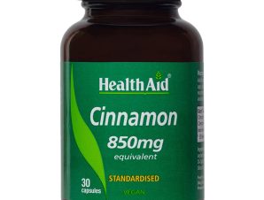 Health Aid Cinnamon 850mg Συμπλήρωμα Διατροφής Εκχυλίσματος Κανέλας Κεϋλάνης για τον Έλεγχο των Επιπέδων της Γλυκόζης στο Αίμα με Ισχυρές Αντιοξειδωτικές Ιδιότητες 30caps