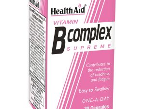 Health Aid B Complex Supreme Συμπλήρωμα Διατροφής Συμπλέγματος Βιταμινών Β για την Καλή Υγεία του Νευρικού Συστήματος, Κατά της Κόπωσης για Αυξημένα Επίπεδα Ενέργειας 30caps