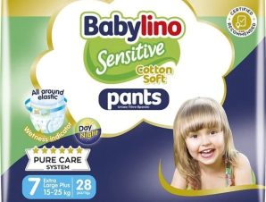 Babylino Sensitive Pants Cotton Soft Unisex No7 Extra Large Plus (15-25kg) 28 Τεμάχια