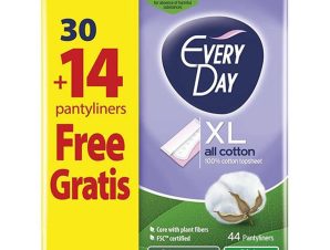 Every Day Promo XL All Cotton Ανατομικά Σερβιετάκια Extra Μακριά για Καθημερινή Προστασία, Άνεση & Σιγουριά με 100% Βαμβακερό Κάλυμμα 30 Τεμάχια & Δώρο Επιπλέον 14 Τεμάχια