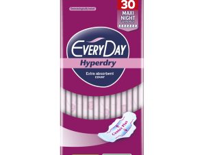 Every Day Hyperdry Maxi Night Ultra Plus Giga Pack Μεγάλου Μήκους Λεπτές Σερβιέτες, με Φτερά Προστασίας & Βαμβάκι για Μέγιστη Απορρόφηση Κατά των Ερεθισμών Κατάλληλες για τη Νύχτα ή για Περιπτώσεις Μεγάλης Ροής 30 Τεμάχια