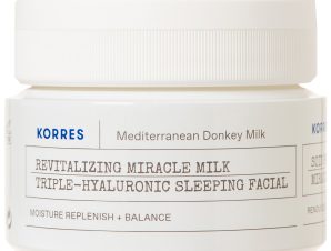 Korres Mediterranean Donkey Milk Revitalizing Miracle Triple Hyaluronic Sleeping Facial Milk Ενυδατική Κρέμα Νυκτός Προσώπου με Γάλα Γαϊδούρας για Ξηρές Επιδερμίδες 40ml