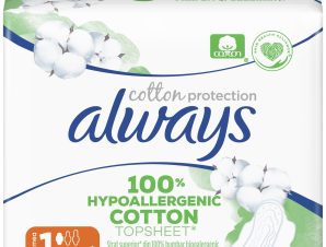 Always Cotton Protection Sanitary Towels Size 1 Σερβιέτες Κανονικού Μεγέθους με Φτερά​​​​​​​ & Κάλυμμα από Οργανικό Βαμβάκι 12 Τεμάχια