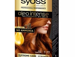 Syoss Oleo Intense Permanent Oil Hair Color Kit Επαγγελματική Μόνιμη Βαφή Μαλλιών για Εξαιρετική Κάλυψη & Έντονο Χρώμα που Διαρκεί, Χωρίς Αμμωνία 1 Τεμάχιο – 7-77 Ξανθό Έντονο Χάλκινο